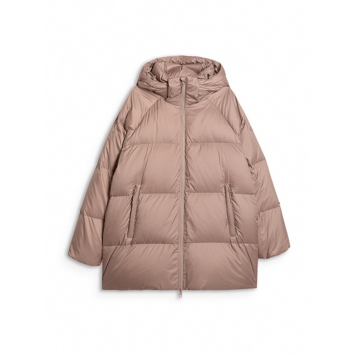 Geacă de puf pentru femei 4F, bej, umplutură natural, Bej, M-REG