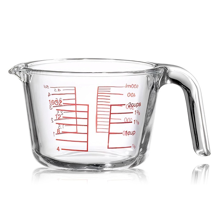 Cana gradata, sticla borosilicata, 500ml, transparent