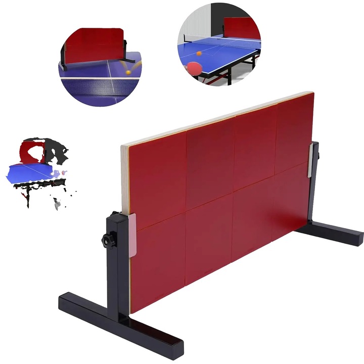 Masa pentru tenis de masa, 66 cm x 33 cm, suport metalic, carcasa din cauciuc, rosu/alb/negru
