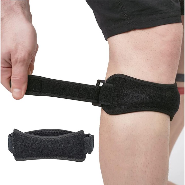 Térdortézis, neoprén, állítható pánt, patella ín támogatás