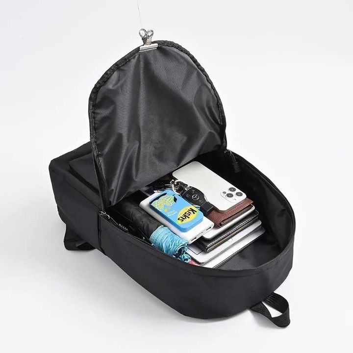 Rucsac laptop unisex, design simplu, negru, 15.6 inch