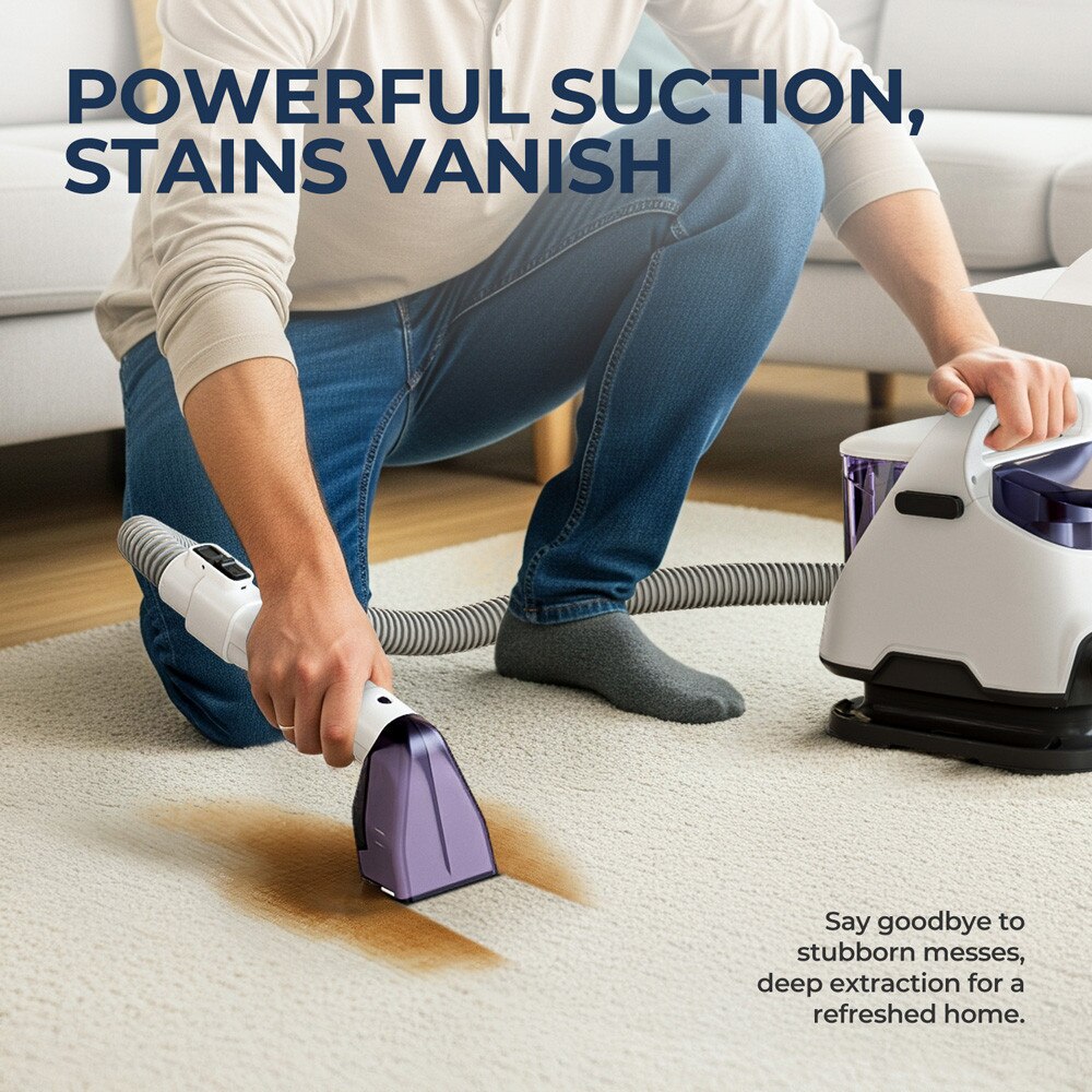 Aspirator cu spalare ROUNY U2, 650W, putere aspirare 12kpa, rezervor apa & detergent 1.4L, rezervor apa murdara 1.2L, 80dB, auto clean, alb