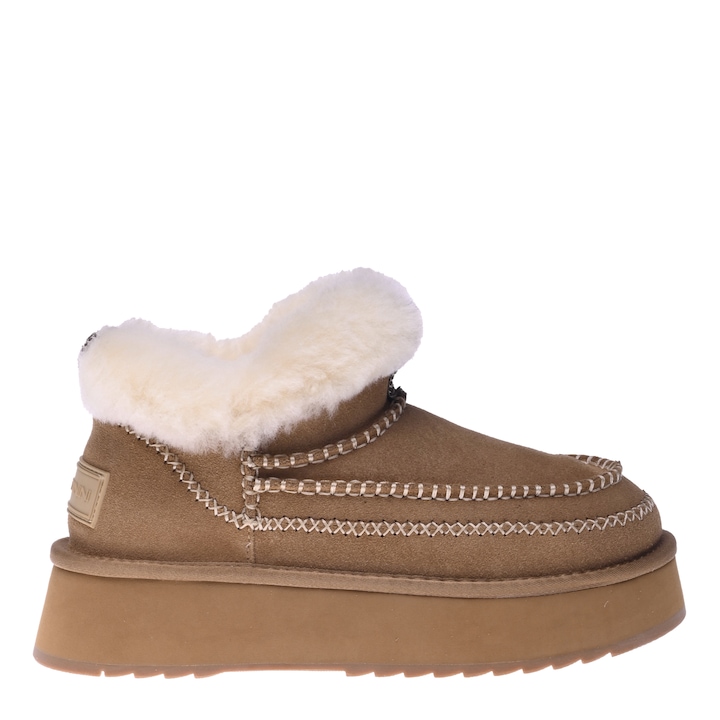 Baldinini, Ghete slip-on flatform de piele intoarsa, Maro camel