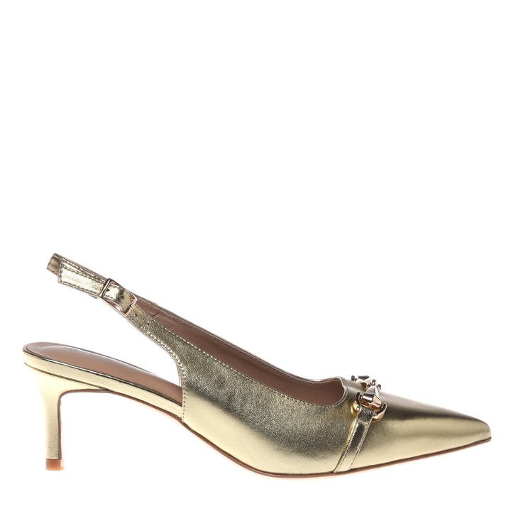 Baldinini, Pantofi slingback de piele, Auriu platinat