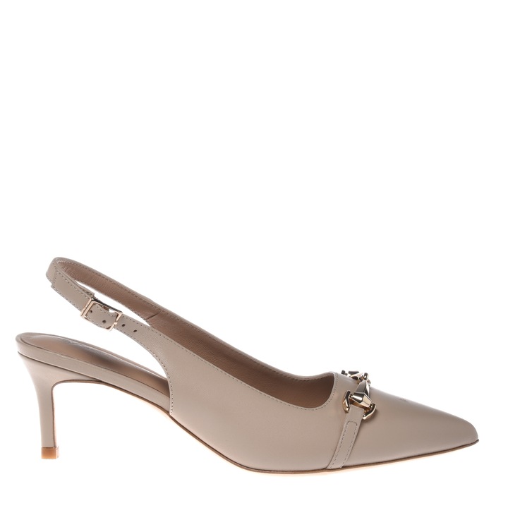 Baldinini, Pantofi slingback de piele cu varf ascutit, Bej deschis