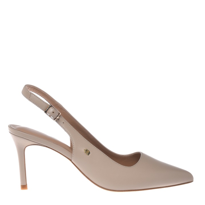 Baldinini, Pantofi slingback de piele cu varf ascutit, Alb fildes