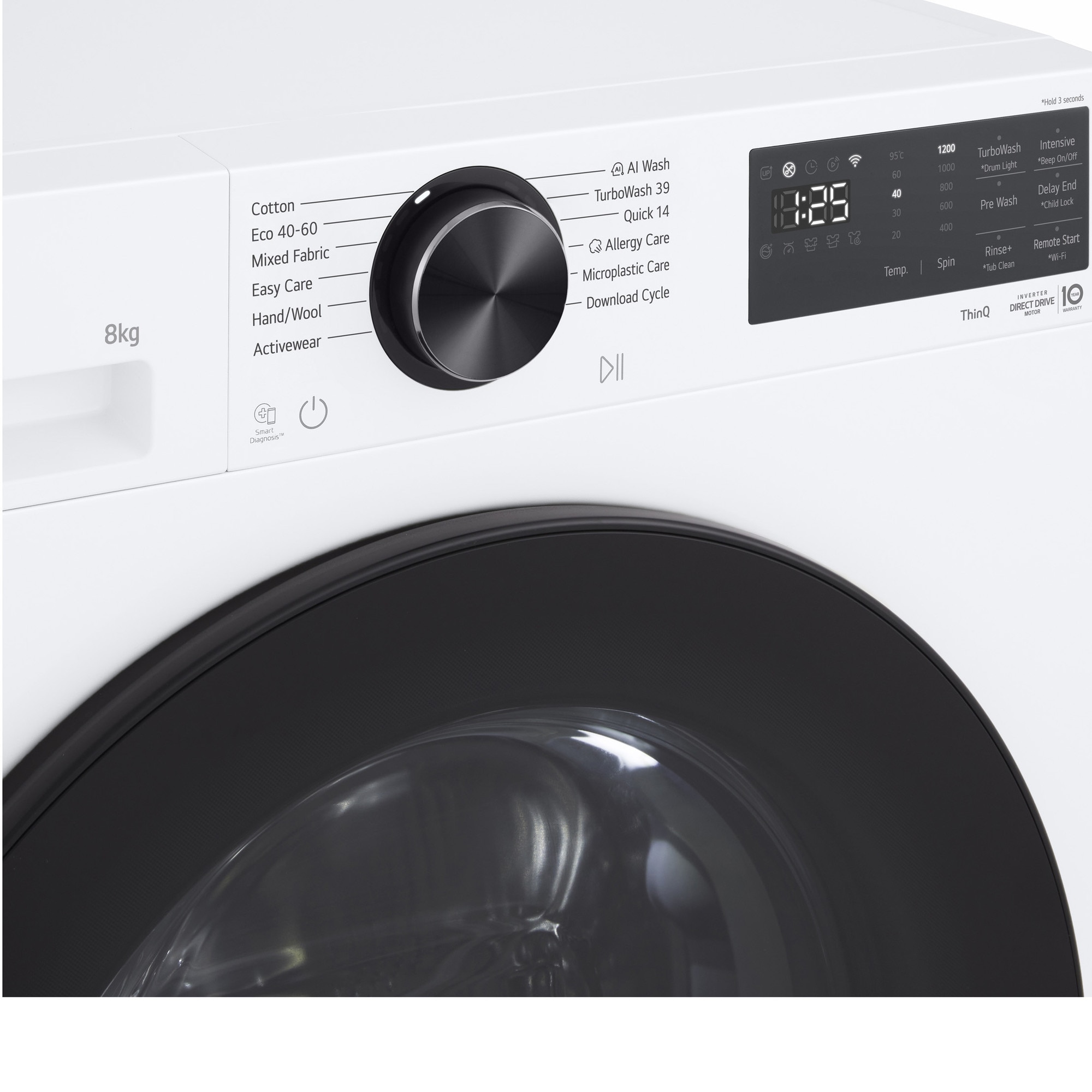 Masina spalat LG F2X50S8TLB, DIRECT DRIVE, 8 kg, 1200 rpm, 12 programe),TurboWash, SLIM, Alb, cls A