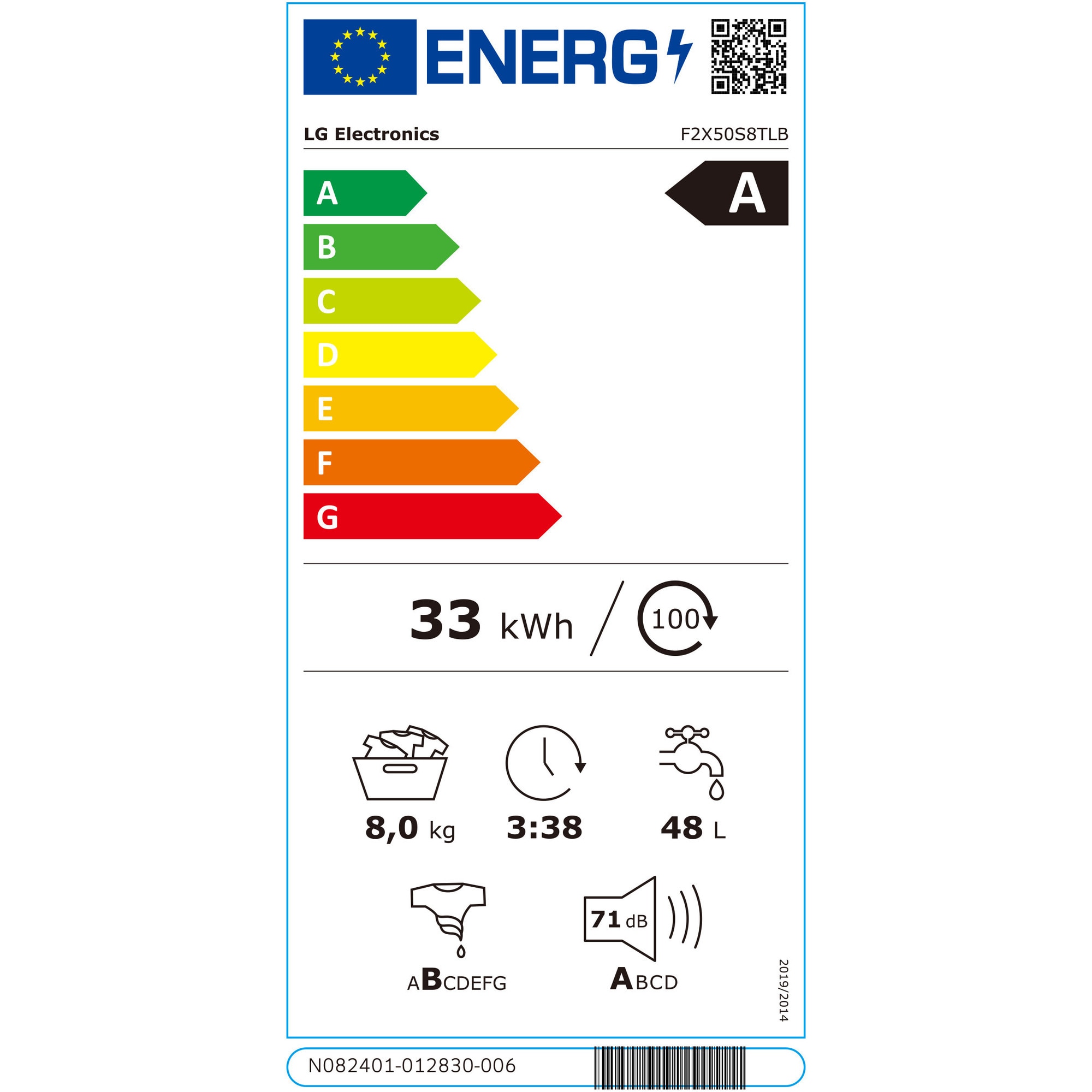 Masina spalat LG F2X50S8TLB, DIRECT DRIVE, 8 kg, 1200 rpm, 12 programe),TurboWash, SLIM, Alb, cls A
