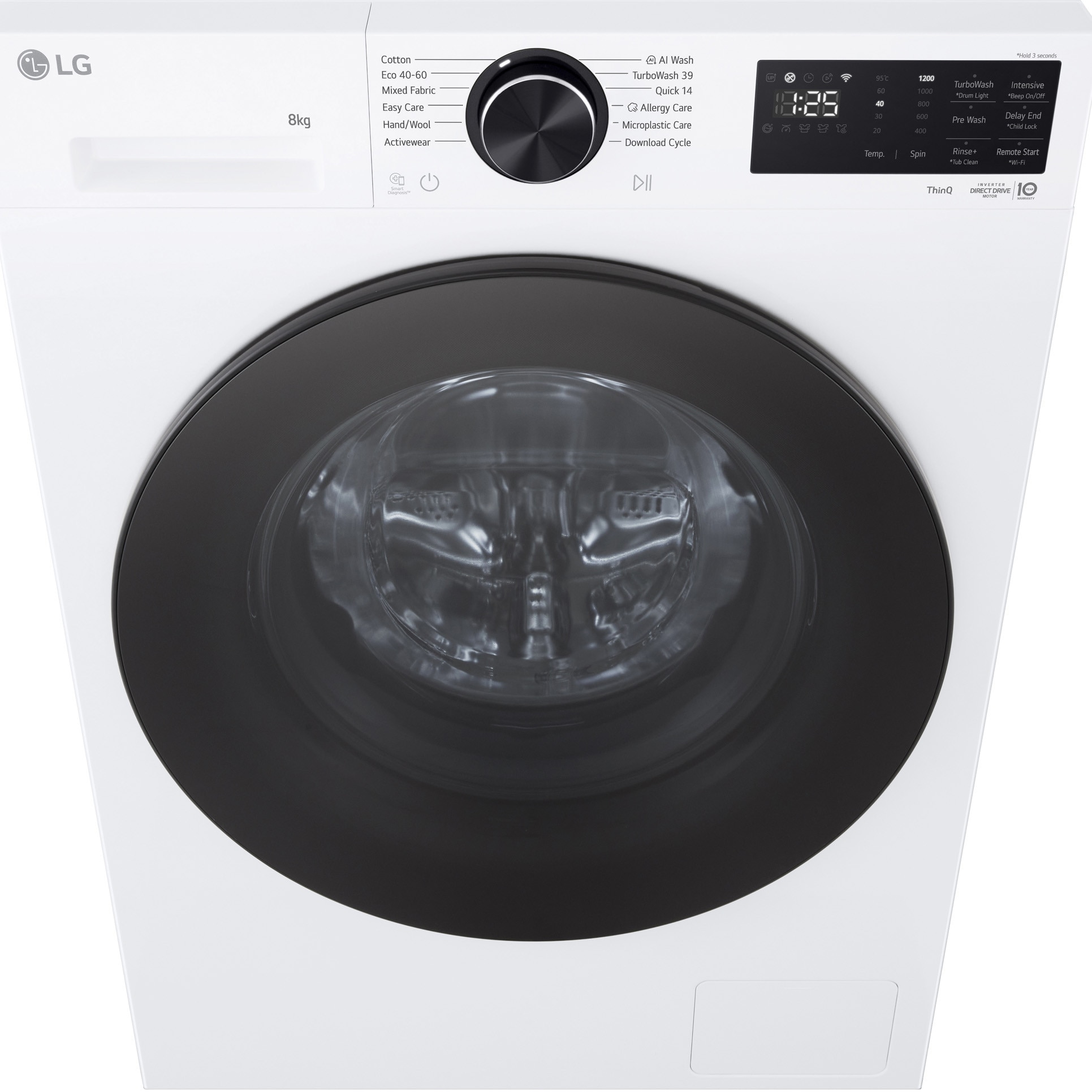 Masina spalat LG F2X50S8TLB, DIRECT DRIVE, 8 kg, 1200 rpm, 12 programe),TurboWash, SLIM, Alb, cls A