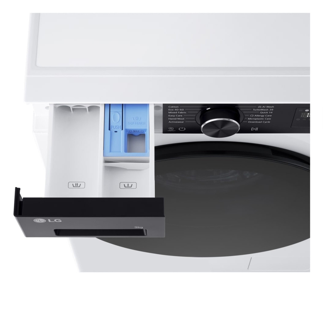 Masina de spalat LG, F2X50S9TKB, DIRECT DRIVE, 9 kg ,1200 RPM, Steam Spa, Wi-Fi, TurboWash™ 360°, cls A. Alb, SLIM