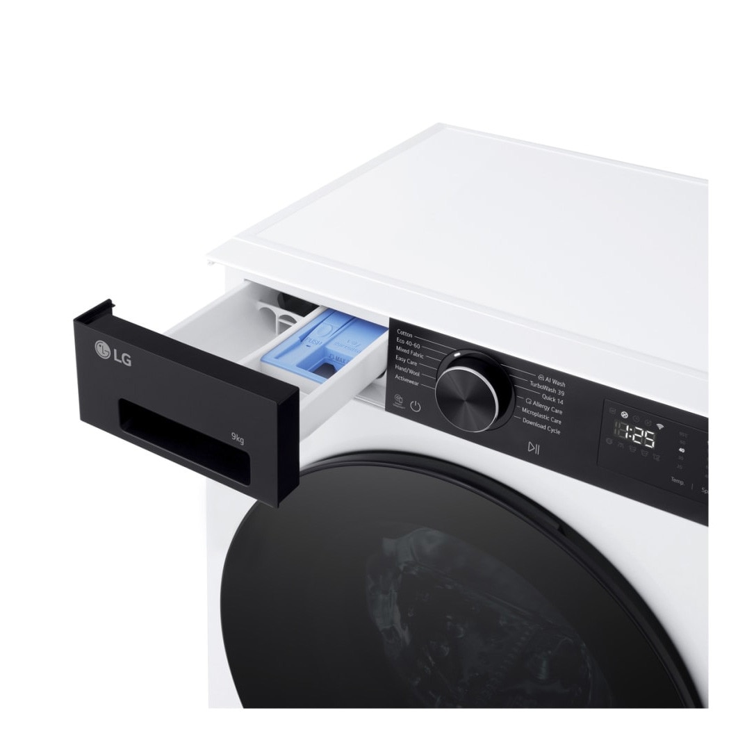 Masina de spalat LG, F2X50S9TKB, DIRECT DRIVE, 9 kg ,1200 RPM, Steam Spa, Wi-Fi, TurboWash™ 360°, cls A. Alb, SLIM