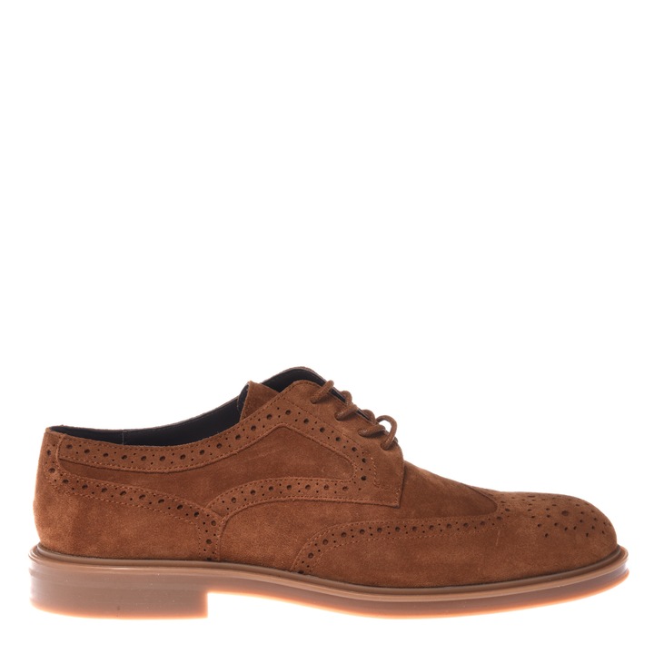 Baldinini, Pantofi Brogue uni de piele intoarsa, Caramel