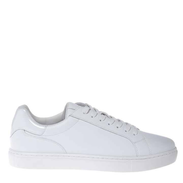 Baldinini, Pantofi sport low-cut cu segmente de piele lacuita, Alb