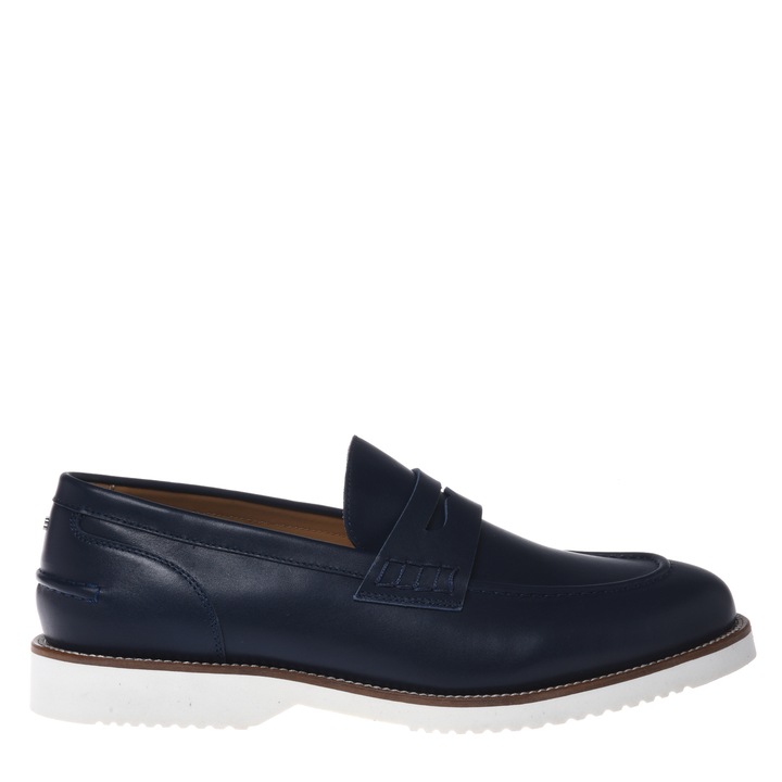 Baldinini, Pantofi loafer de piele cu talpa contrastanta, Bleumarin