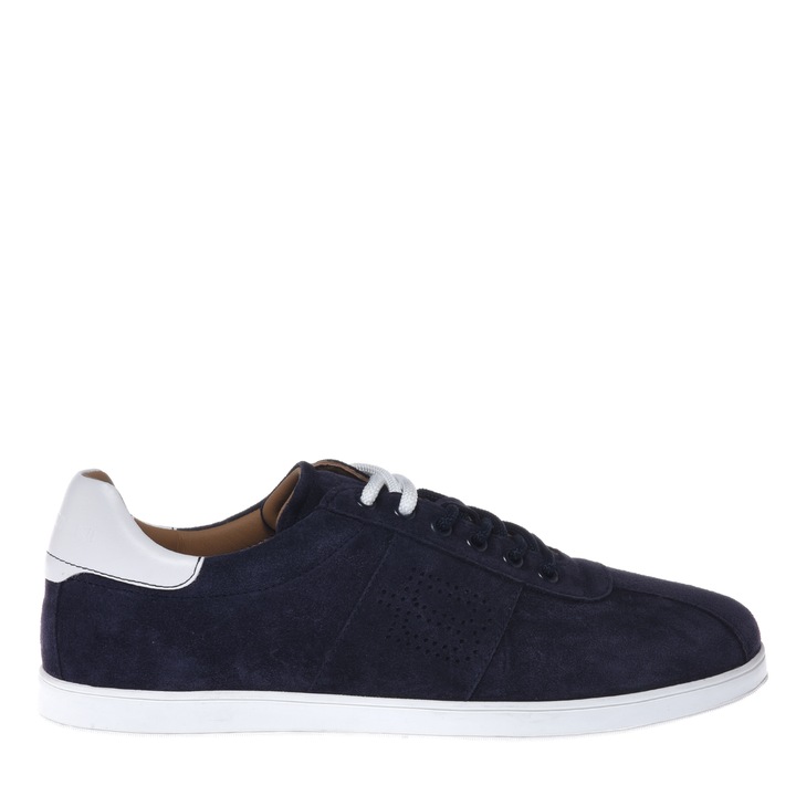 Baldinini, Pantofi sport low-cut piele intoarsa cu logo, Bleumarin