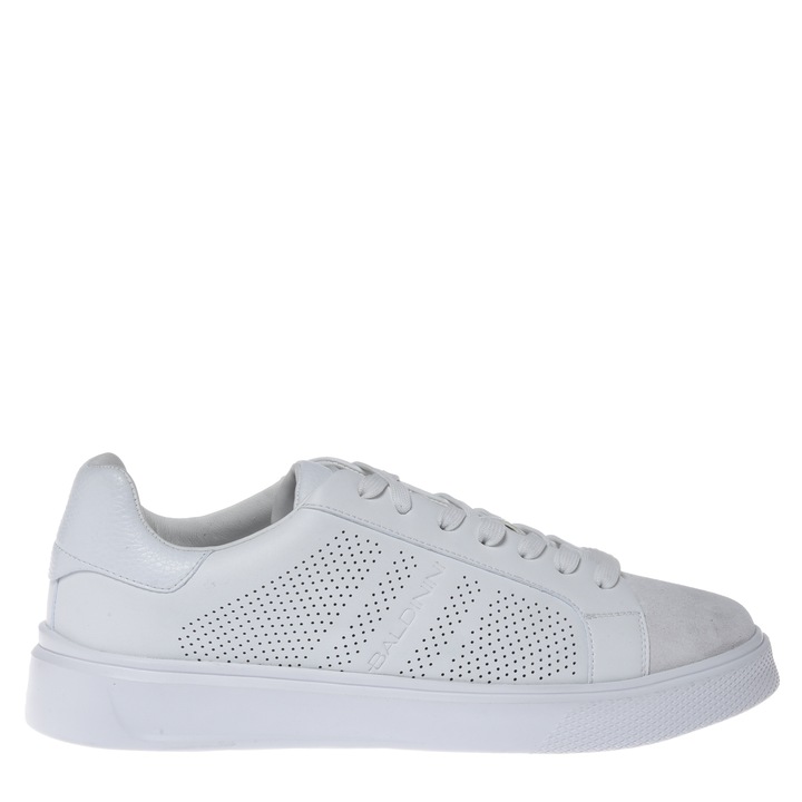 Baldinini, Pantofi sport de piele cu insertii de piele intoarsa, Alb