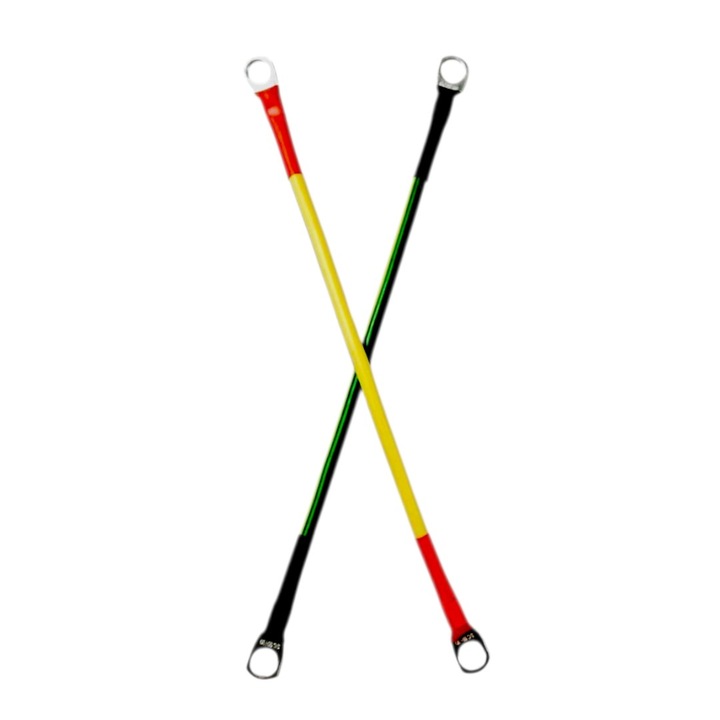 Set cablu transfer curent fotovoltaic/invertor/baterii, sectiune 16 mmp, galben/verde, 2x150 cm, cu 4 papuci M12