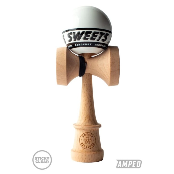 Kendama Sweets Starter, Forma Amped, Alb, Cupe Mari, Set cu Stickere