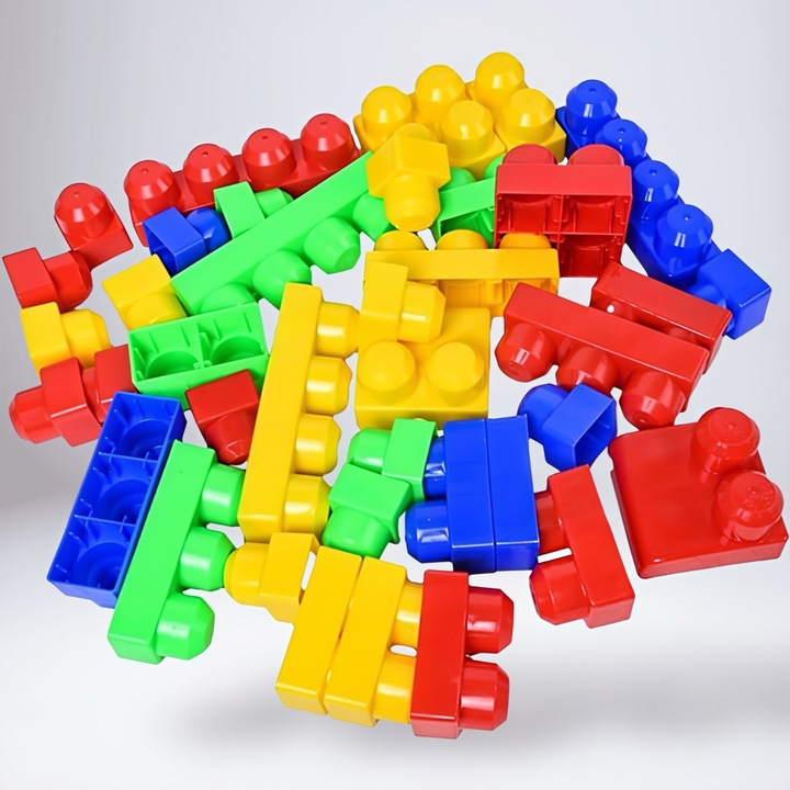 Set Cuburi Constructie Copii, Blocuri Colorate Mari, Joc Educativ Dezvoltare Creativitate