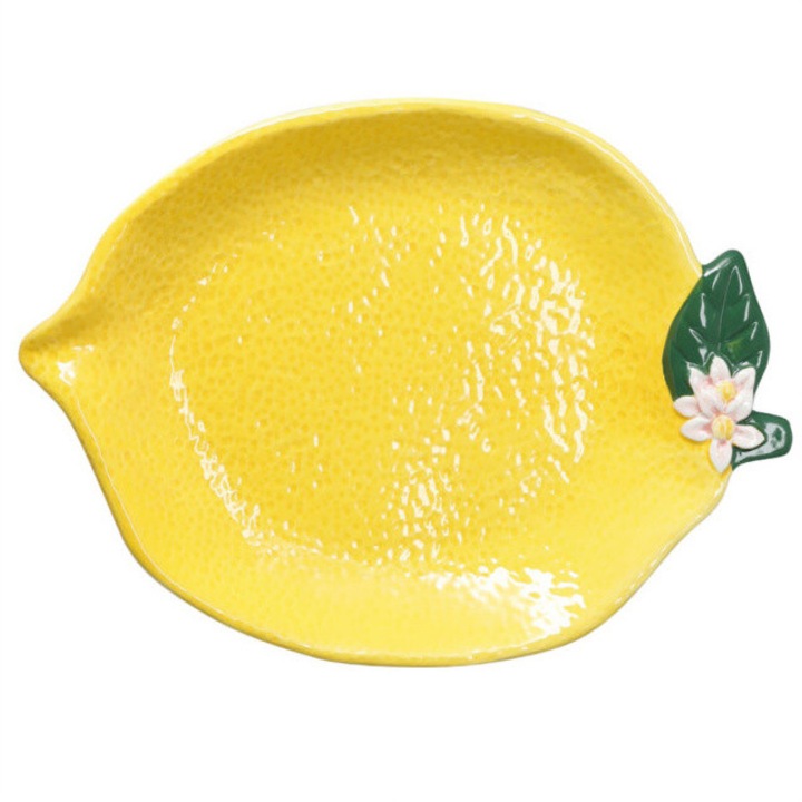 Farfurie decorativa cu motiv de fructe SYRO, 25 x 18 x 3 cm, lamaie - lamaie