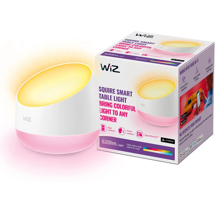 Veioza smart WIZ Squire, 9W, Wi-Fi, alb