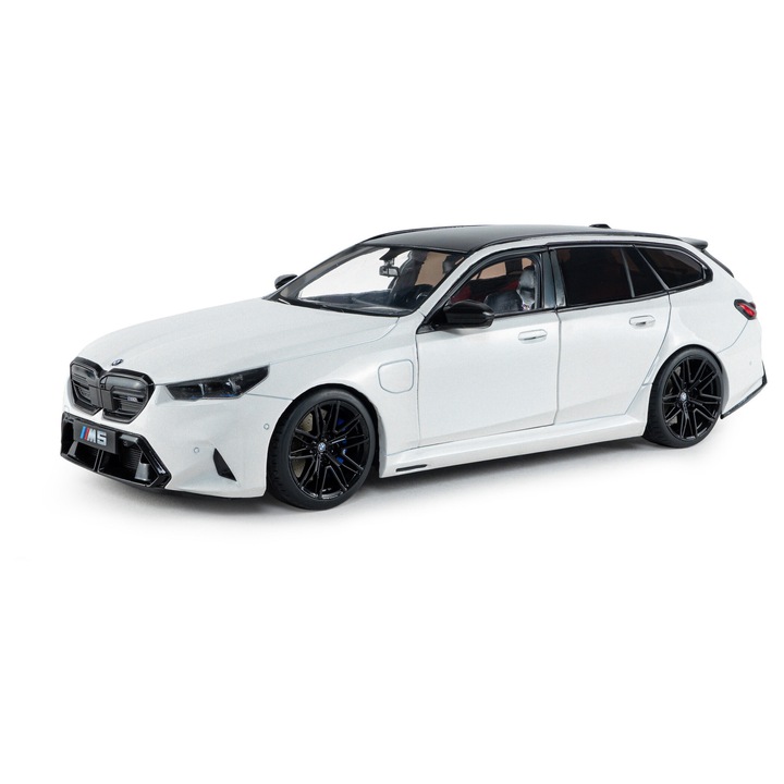 Machetă mașină sport BMW M5 Touring 2025 alb 1/18, metal/plastic