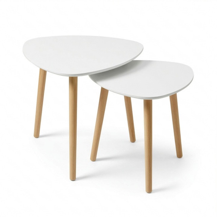 Set de 2 mese de cafea BINI, EDAXO, alb, dimensiuni 40x40x41cm și 45x45x44, 5cm