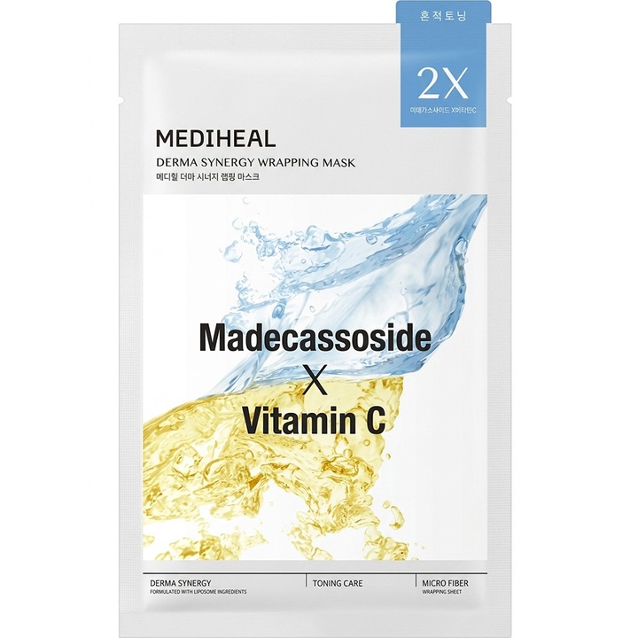 Masca de fata, MEDIHEAL, Derma Synergy Wrapping Madecassoside X Vitamin C, 25 ml