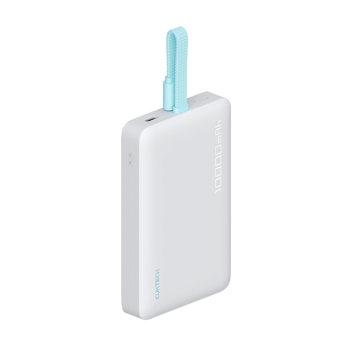 Cuktech CP132ML hordozható külső akkumulátor, 10000mAh, 30W, 3A, 1x USB-C, 1x USB-C kábel, fehér