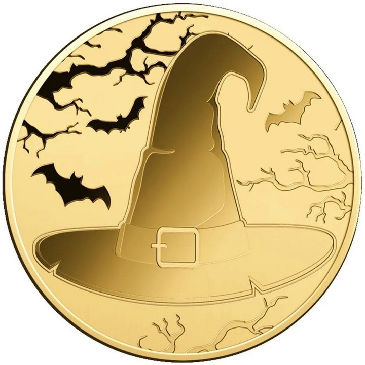 Moneda din Aur 24k Vrajitoare de Halloween - 1000 franci CFA 1\1000 oz