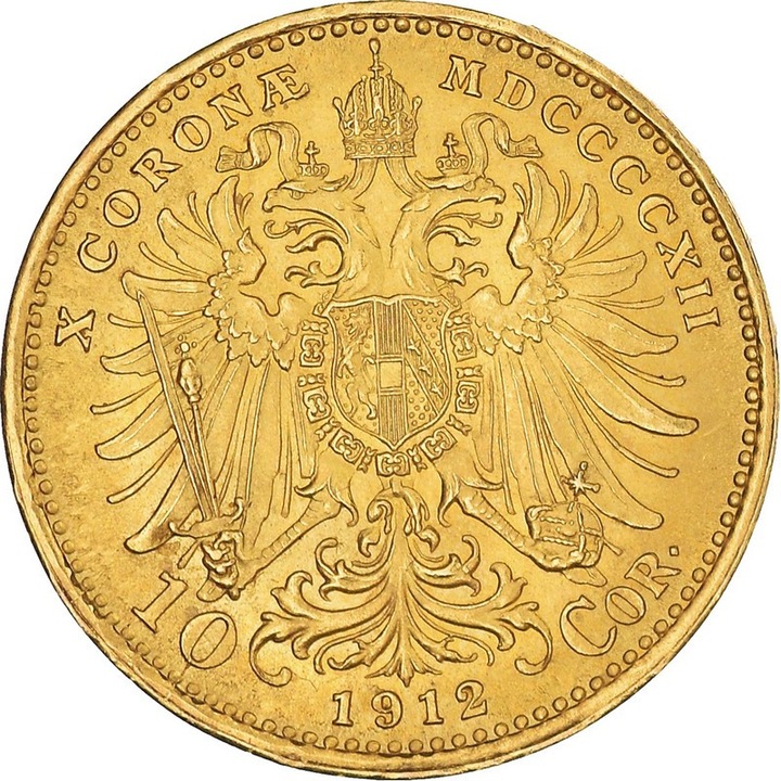Moneda istorica din Aur - 10 coroane Francisc Iosif Austria 3.39 g