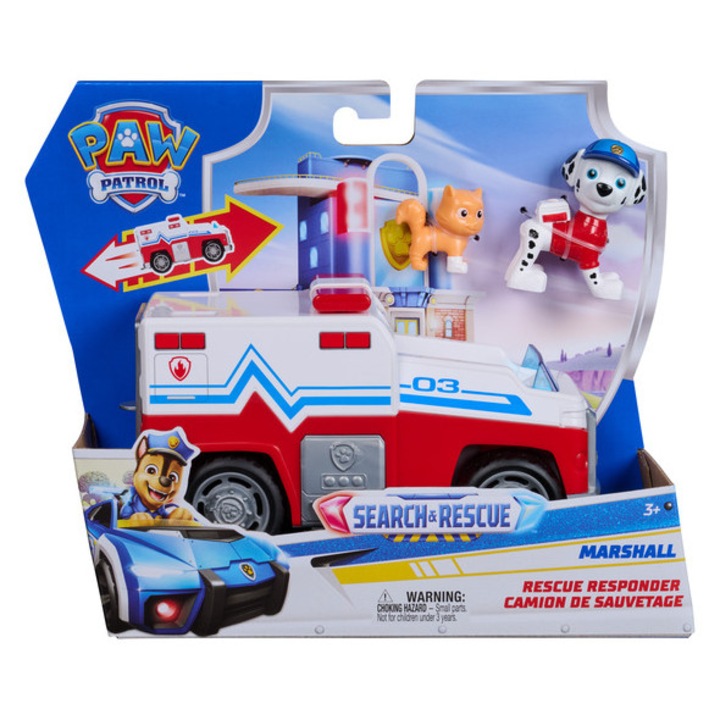 Vehicul Tematic Marshall, Spin Master, set cu figurine, roșu-alb-albastru