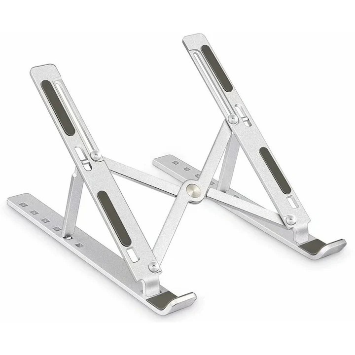 Suport Laptop, SL-1, pliabil, aluminiu, argintiu, pana la 15, 6 inch