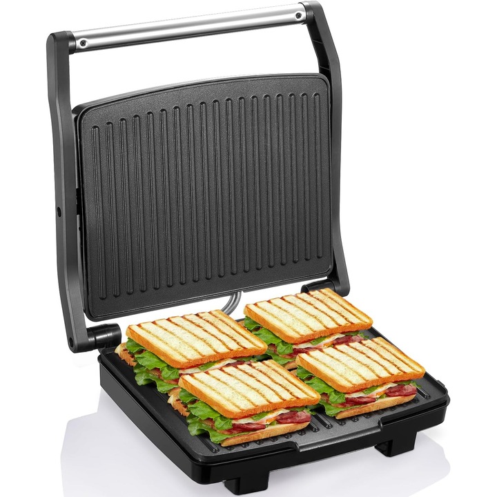 Aparat Sandwich maker 900W — Zibba, placi non‑stick, compact, ideal pentru sandvisuri si panini