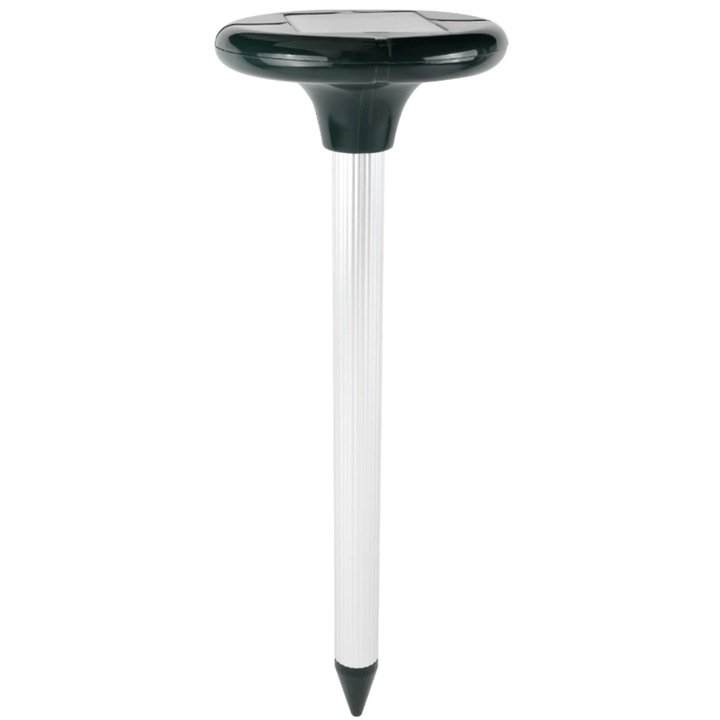 Dispozitiv anti cartita Hoff, 100 mp, incarcare solara, IP44, 90db, 1.2V, 45 x 15 cm, plastic si aluminiu