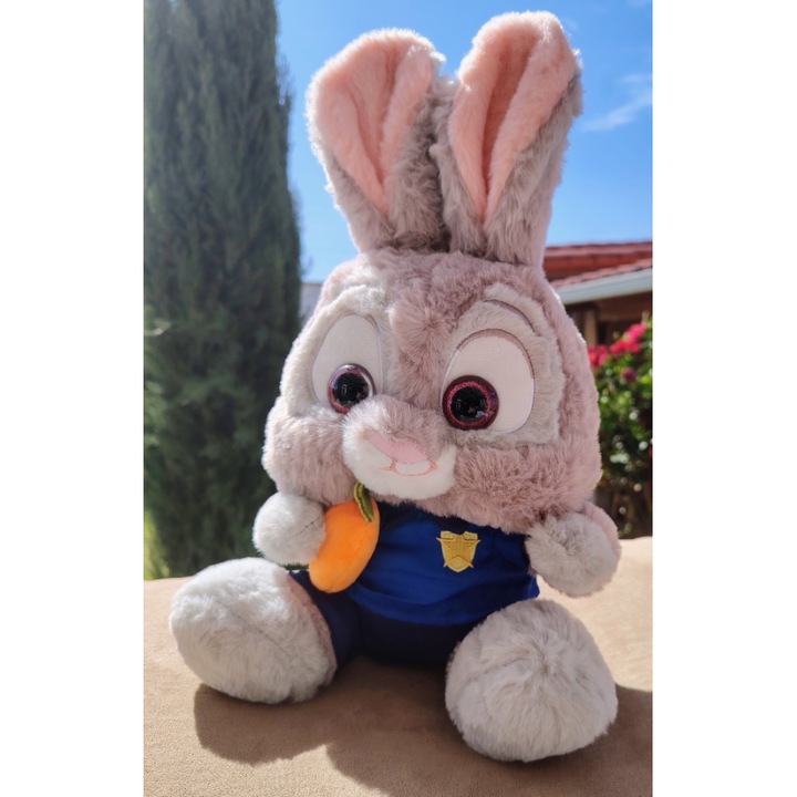 Jucarie de Plus Iepuras cu Morcov, 45 cm, Animal Pufos cu Urechi Mari, Design Zootopia, Cadou pentru Copii