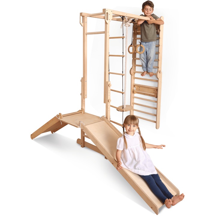 Structura de catarare din lemn 9-in-1 pentru interior, Goodevas, multicolor, dimensiuni compacte