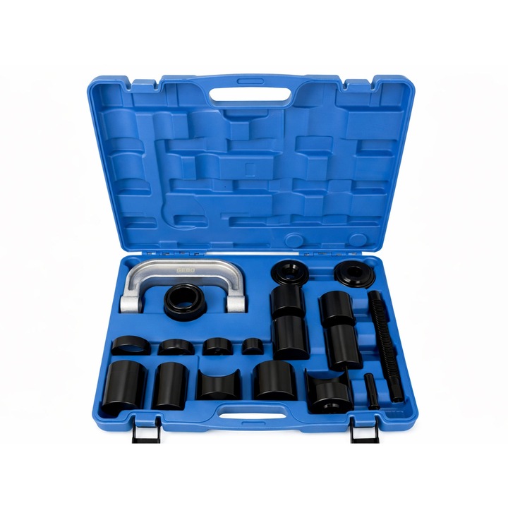 Presa bucși pivoti și capete de bară, Gebo Tools, set 21 bucăți, deschidere braț 152mm