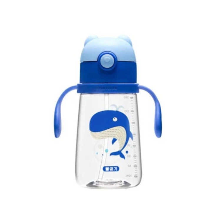 Gyermek Termosz Füllel és Szívószállal, Bálna, 380 ml, Kék