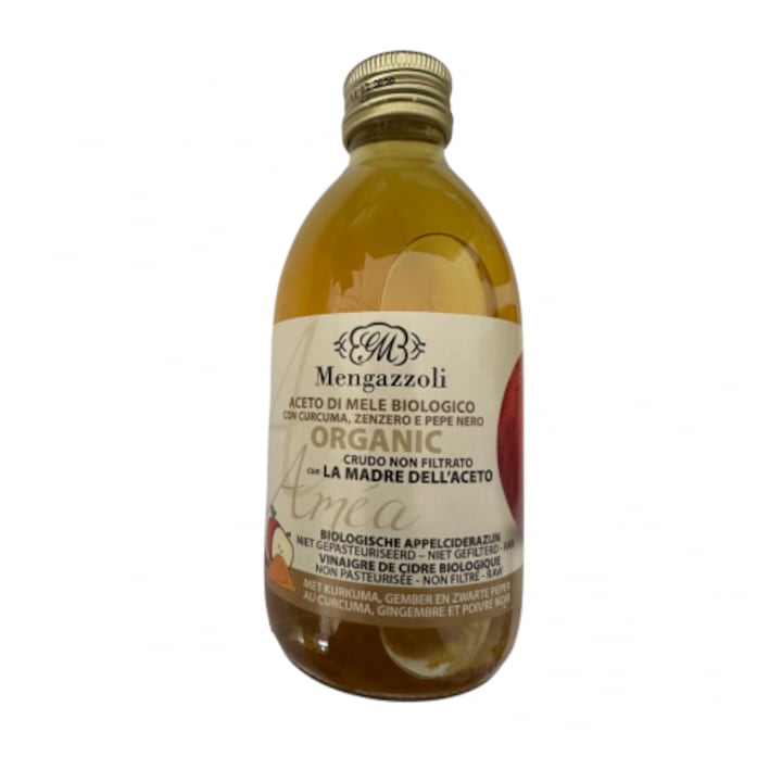 Otet din cidru de mere nefiltrat cu turmeric, ghimbir si piper negru, ECO 250ml
