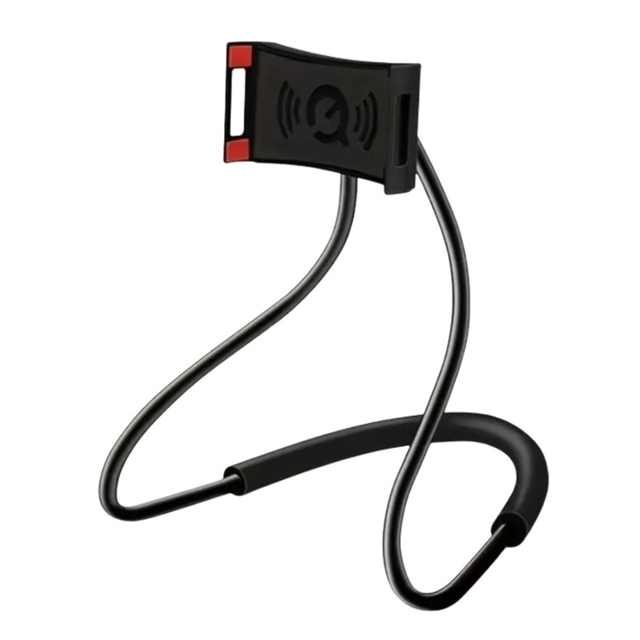Suport universal de telefon pentru gât, flexibil, negru
