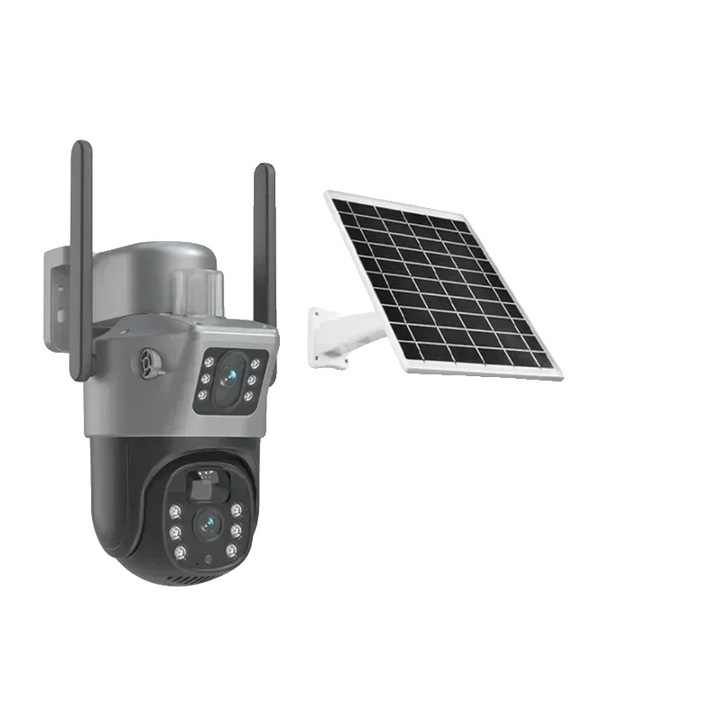 Megfigyelő kamera, színes éjszakai látás, 110°-os látószög, napelemes tápellátás, WiFi 4G, kártya nélkül