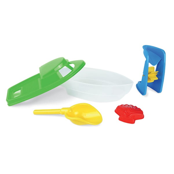 Комплект играчки за плаж Wader, лодка с лопата, мелница и форми, 35,5x15x17,5см, 2 налични цвята
