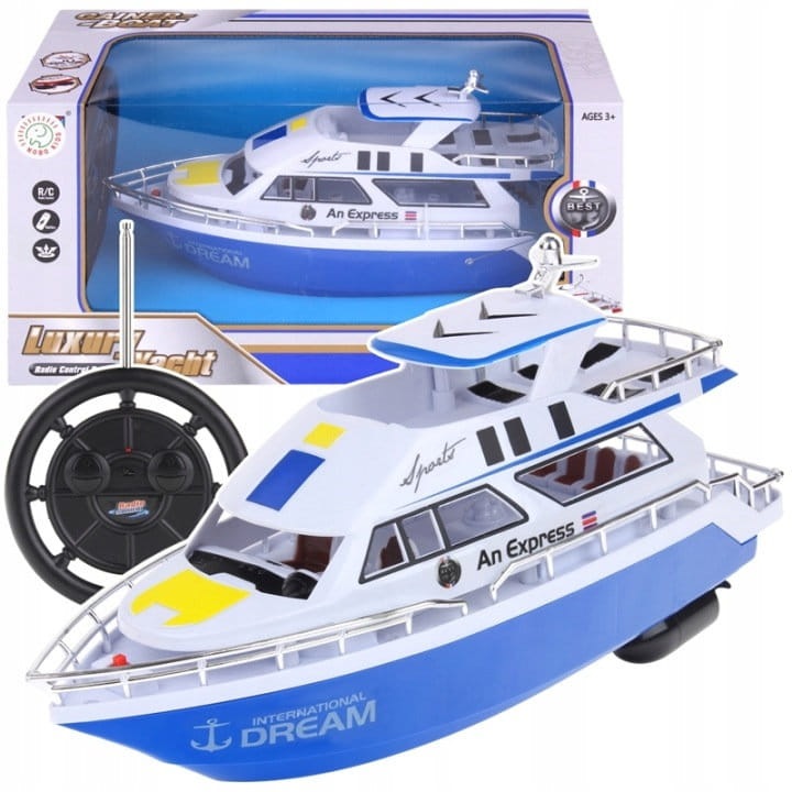 Barca cu telecomanda Pegaz, motorina, 11x31x16cm, pentru copii, set cu pilot