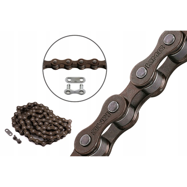 Lant bicicleta KMC S1, 112 zale, 1 viteza, maro, 1/2"x1/8"