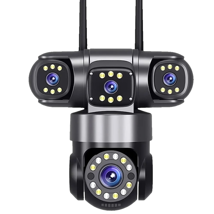 Камера за наблюдение, 20MP, 360 градусов ъгъл на видимост, 4 лещи, водоустойчива, без SD карта, EU щепсел