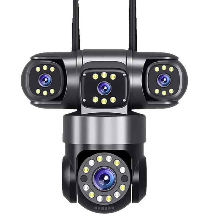 Камера за наблюдение, 20MP, 360-градусов ъгъл на видимост, 10K с 128G карта, EU щепсел