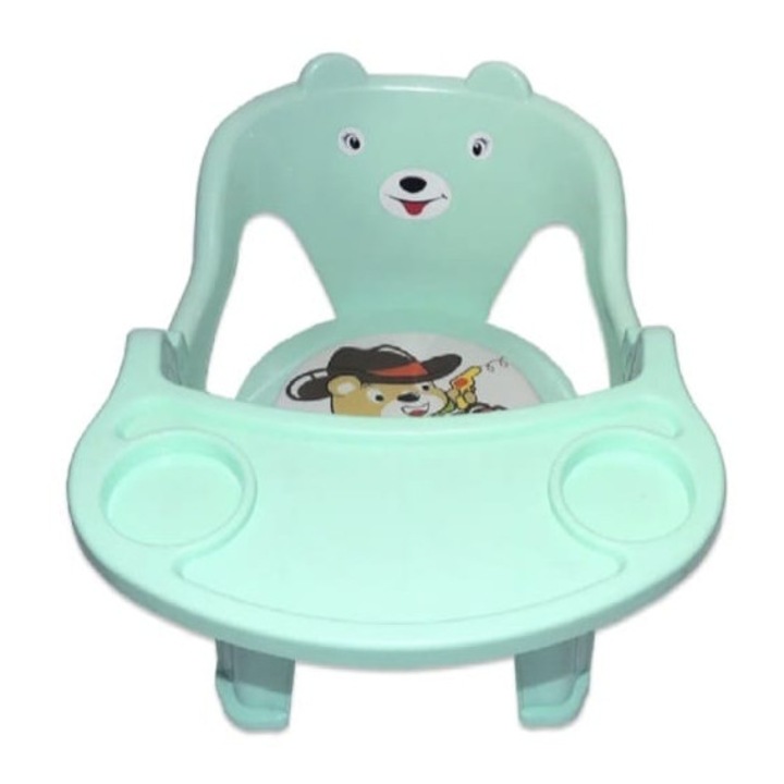 Scaunel pentru copii, MASHASHOP, 2 in 1, masuta detasabila, vernil, 40 cm