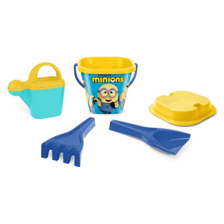 Комплект за игра на пясък Миньони, 5 части, 2 литра, многоцветен