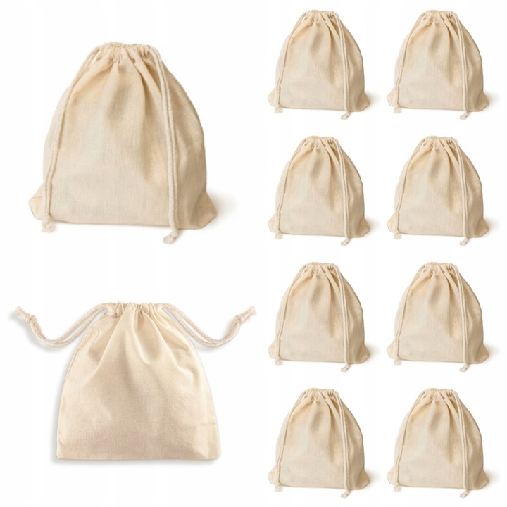 Set 10 Woretele Bumbac Ecru 25x25 cm 220g pentru Cosmetice si Bijuterii